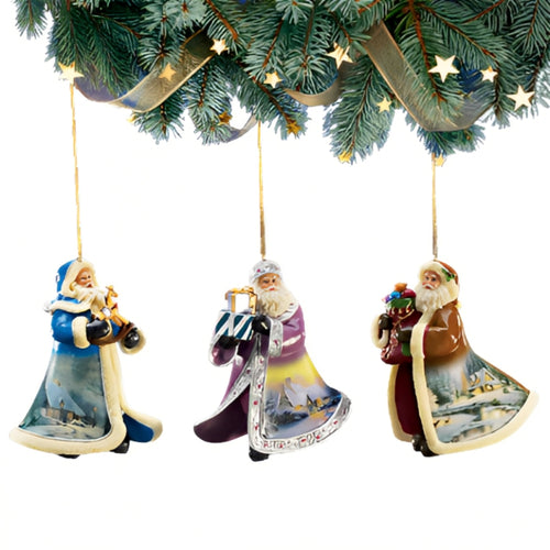 The Ashton-Drake Galleries Victorian Winter Scenes Santas Ornament Collection Issue #24 Painter of Light Artistry Christmas Decoration Set of 3 by Thomas Kinkade 12-inches - RCE Global Solutions