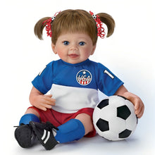 Load image into Gallery viewer, The Ashton-Drake Galleries Dream Big Child Doll Poseable Soccer Player Doll in Real Touch® Vinyl Skin with Soccer Outfit Shin Guards and Miniature Soccer Ball by Master Doll Artist Linda Murray 18-inches - RCE Global Solutions
