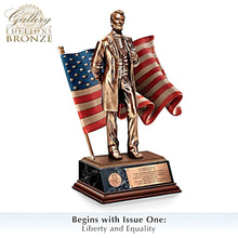 Load image into Gallery viewer, The Bradford Exchange Abraham Lincolns Gettysburg Address Standing Tall for Freedom Sculpture Collection A Tribute to American Freedom and Equality Handcrafted in Gallery-Quality Cold-Cast Bronze 6.75&quot; W x 9.5&quot; H - RCE Global Solutions
