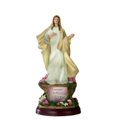 The Bradford Exchange Blessed Mother Sculpture Collection Issue #4 Gracious Mother Of Mercy St. Mary Sculpture Religious Handcrafted Detail, Hand-Painted & Illuminating by Thomas Kinkade 9-Inches - RCE Global Solutions