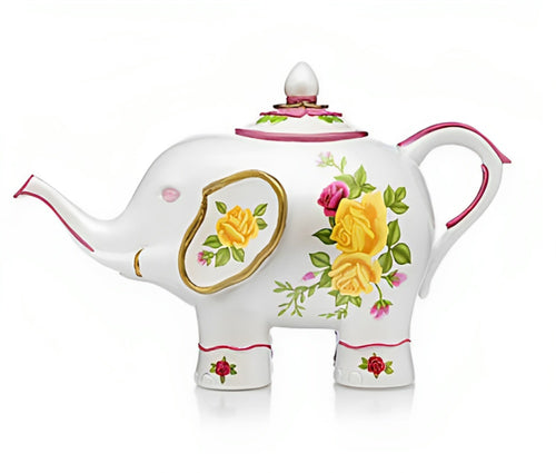The Hamilton Collection Blossoming Blend Tea-lightful Elephant Collection Issue #2 A Symbol of Love and Luck Handcrafted & Hand Painted Blue Willow Masterpiece Figurine 4.75-inches