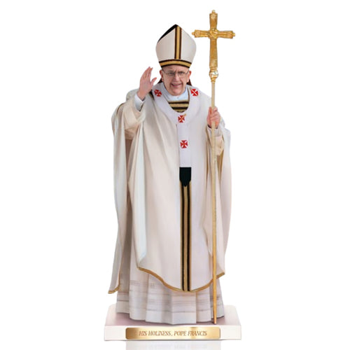 The Ashton-Drake Galleries Pope Francis Collectible Doll Commemorating the Inaugural Mass of the Humble Pontiff Handcrafted Tribute with Rich Detailing Golden Staff and Display Base 17-inches - RCE Global Solutions