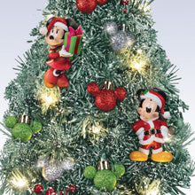 Load image into Gallery viewer, The Bradford Exchange Disney Tis the Season Tabletop Christmas Tree Mickey Mouse Minnie Mouse Pre Lit LED Holiday Decor Always in Bloom Pine Boughs Timer Lights 14-Inches
