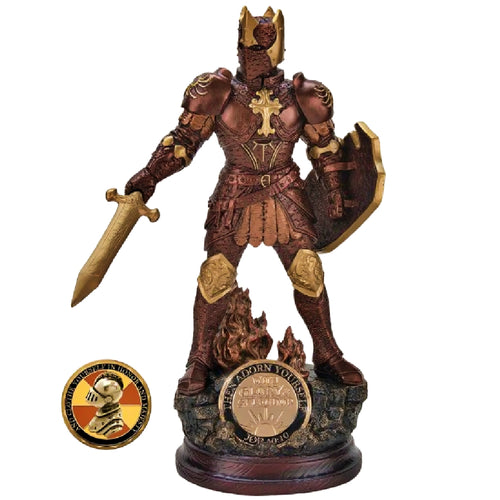 The Bradford Exchange The Lord's Strength Sculpture Collection Issue #15 Glory and Splendor Religious Knight Cold-Cast Bronze with 24K Gold-Plated Challenge Coin 12-inches