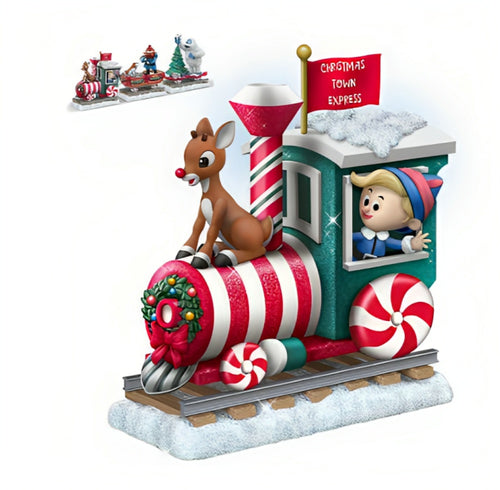 The Bradford Exchange With Your Nose So Bright Lighting The Holiday Path All Aboard The Rudolph® Express Collection Issue #1 A Delightful Celebration of Christmas Cheer Handcrafted & Hand Painted Christmas Decoration 4.5-inches - RCE Global Solutions