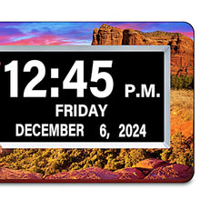 Load image into Gallery viewer, The Bradford Exchange John Wayne Easy-Read Full Disclosure Digital Clock with Iconic Monument Valley Art LED Display with Large 1.5-Inch Digits USB Port and Remote Control Handcrafted Resin Frame with Bas-Relief Details 9.5&quot; W x 7&quot; H
