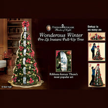 Load image into Gallery viewer, The Bradford Exchange Thomas Kinkade Wondrous Winter Pre Lit Pull Up Christmas Tree Assembles in 3 Easy Steps Pre Decorated with Kinkade Art Ribbons 46 Ornaments and 200 Clear Lights Holiday Decor 6ft - RCE Global Solutions
