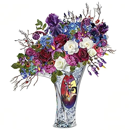 The Bradford Exchange Tim Burtons Nightmare Before Christmas Centerpiece Handcrafted Floral Arrangement Inspired by The Animated Film Always in Bloom® Blood Roses and Deadly Night Shade 16-inches - RCE Global Solutions