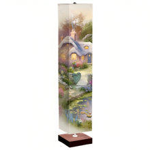 Load image into Gallery viewer, The Bradford Exchange Country Cottage Floor Lamp Serene Nature Art Lamp Expertly Reproduced Kinkade Artwork on All Sides Wood-Tone Base and Wrinkle-Resistant Fabric Shade Hands-Free Floor Switch Includes 2 FREE Energy-Saving Light Bulbs by Thomas Kinkade - RCE Global Solutions
