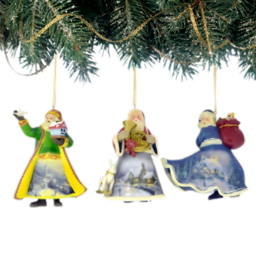 The Ashton-Drake Galleries Victorian Winter Scenes Santas Ornament Collection Issue #38 Painter of Light Artistry Three Dimensional Elegance with Elaborate Detailing Christmas Decoration Set of 3 by Thomas Kinkade 12-inches - RCE Global Solutions