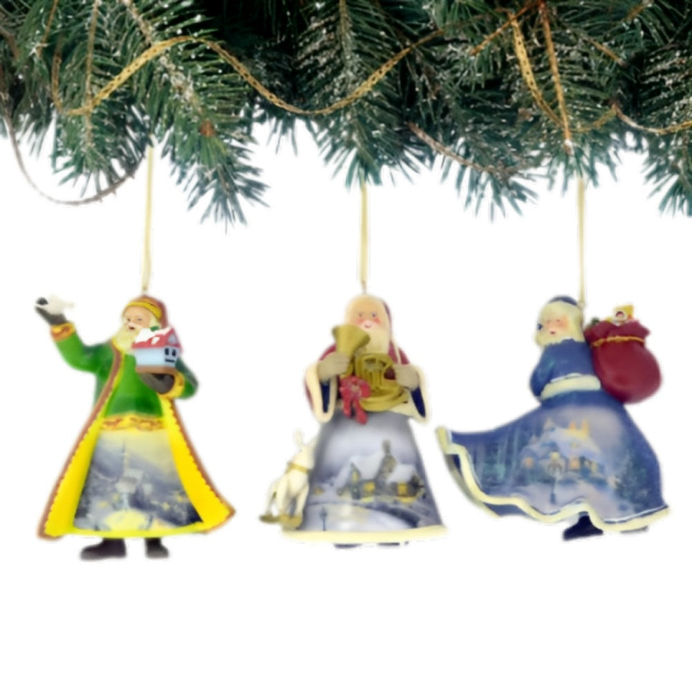 The Ashton-Drake Galleries Victorian Winter Scenes Santas Ornament Collection Issue #38 Painter of Light Artistry Three Dimensional Elegance with Elaborate Detailing Christmas Decoration Set of 3 by Thomas Kinkade 12-inches - RCE Global Solutions