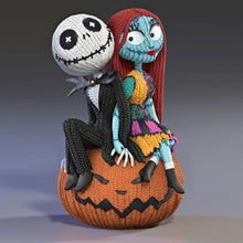 Load image into Gallery viewer, The Bradford Exchange Disney Tim Burton’s The Nightmare Before Christmas Knitmares Sculpture Collection "Jack Skellington &amp; Sally" Knit-Look Figurine 5.5-inches
