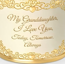 Load image into Gallery viewer, The Bradford Exchange My Granddaughter I Love You Today Tomorrow Always Heirloom Porcelain Candle Holder 22K Gold Accents Comes with Vanilla Scented Candle and Gift Box 4.5&quot;-Inches - RCE Global Solutions
