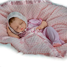 Load image into Gallery viewer, The Ashton-Drake Galleries Lullaby Baby Doll Handcrafted Realistic Doll with RealTouch® Vinyl Skin Hand-Rooted Hair Weighted Cloth Body Breathing Feature and Custom Ensemble Victoria Jordan by Myra Garza 18-inches
