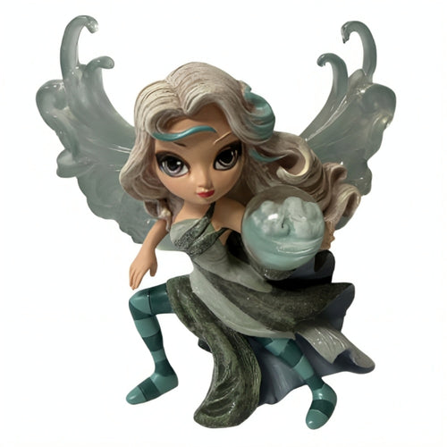 The Hamilton Collection Mystic Guardians of Nature Fairy Figurine Collection Issue #6 Gail, Keeper Of The Wind Handcrafted Resin with Custom-Carved Crystalline Wings Hand-Painted Elemental Orb by Jasmine Becket-Griffith 5.5-inches
