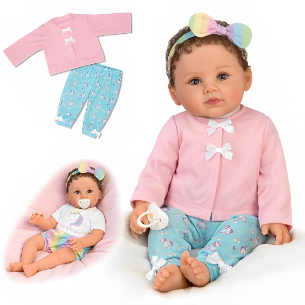The Ashton-Drake Galleries One of A Kind Katherine Lifelike So Truly Real® Baby Girl Doll Weighted with Soft RealTouch® Vinyl Skin and Extra Coordinating Cardigan with Pants by Ping Lau 18