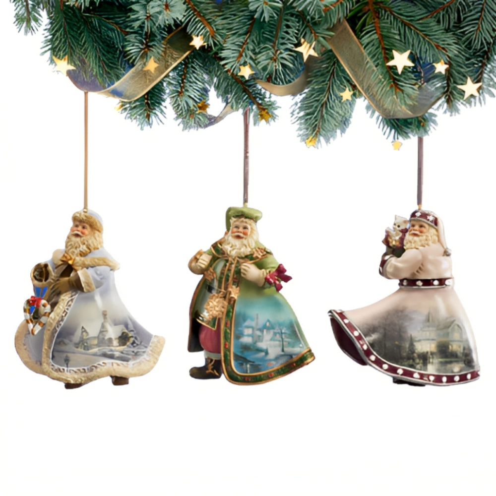 The Ashton-Drake Galleries Victorian Winter Scenes Santas Ornament Collection Issue #18 Painter of Light Artistry Christmas Decoration Set of 3 by Thomas Kinkade 12-inches - RCE Global Solutions