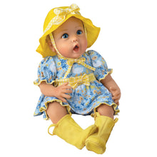 Load image into Gallery viewer, The Ashton-Drake Galleries Singing in The Rain So Truly Real® Interactive Lifelike Baby Girl Doll That Babbles with Custom 4-Piece Rain Themed Ensemble Complete with Rain Boots and A Bucket Hat 21&quot;-Inches - RCE Global Solutions
