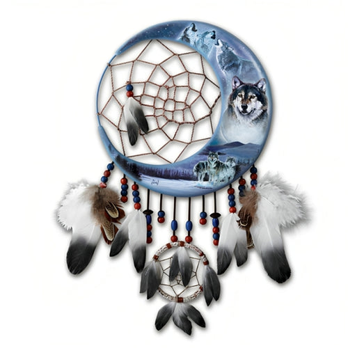 The Bradford Exchange Celestial Guides Wolf Art Fiberoptic Dreamcatcher Issue #2 from Sacred Guardian Illuminated Wall Decor Collection Native American-Style Handcrafted with Fiber Optic and LED Illumination by Al Agnew 9