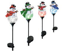 Load image into Gallery viewer, The Bradford Exchange Snowman Solar Path Light Sculpture Collection Issue #3: Merry and Bright Handcrafted Crackle Glass Christmas Outdoor Decor by Dona Gelsinger 30.5-inches
