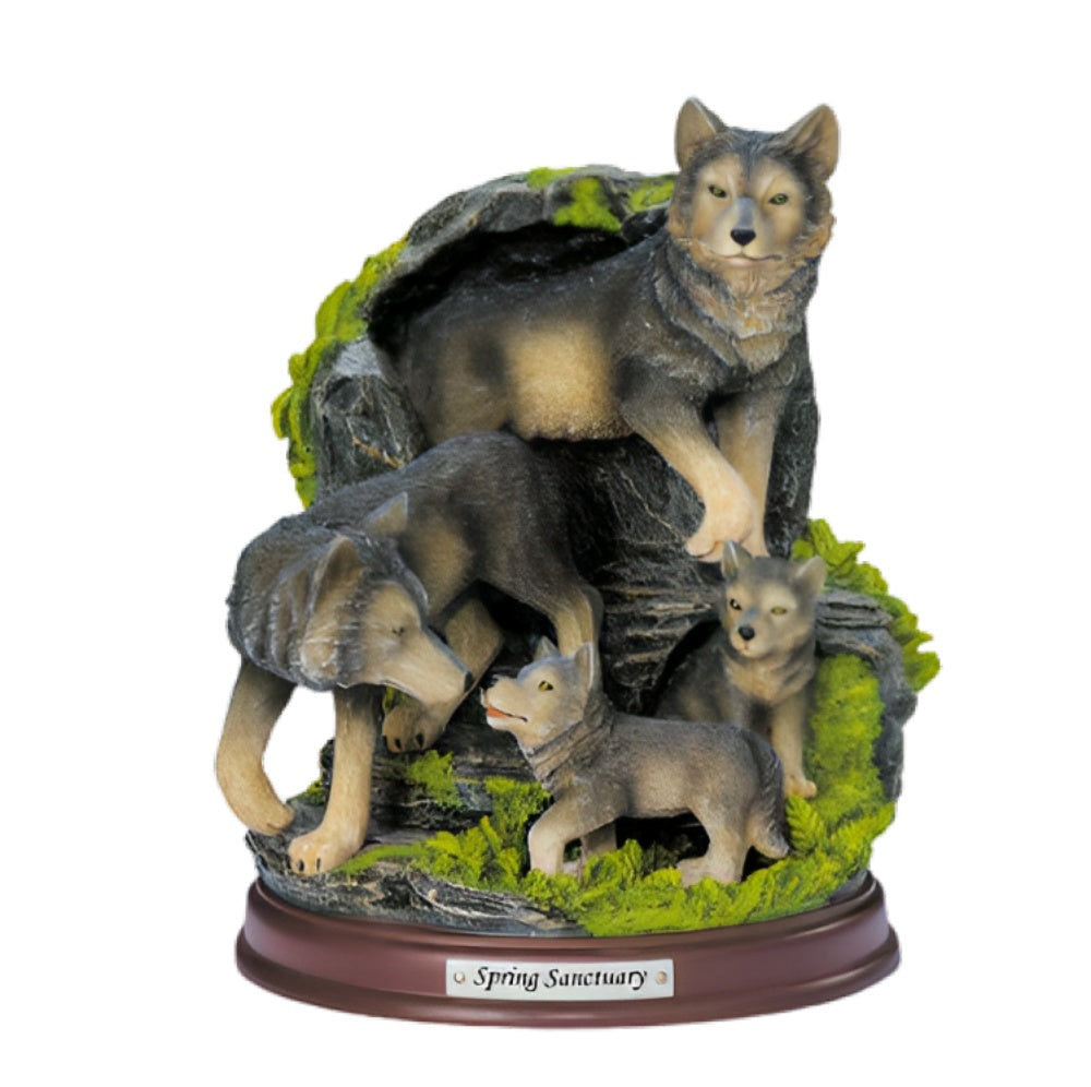 The Bradford Exchange Spring Sanctuary The Protectors Of The Pack Collection Issue #11 Realistically Hand Painted & Likelife Detail Wolf Sculpture 8-inches - RCE Global Solutions