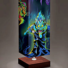 Load image into Gallery viewer, The Bradford Exchange Disney Villains Floor Lamp with 4-Sided Fabric Shade Evil Queen Ursula Maleficent Artwork Wood-Tone Base &amp; Foot Pedal Switch 60-inches

