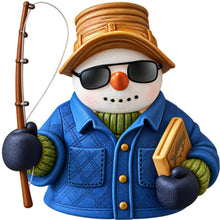 Load image into Gallery viewer, The Bradford Exchange Fishin' Impossible Collection Issue #3 Fishing for Fun Snowman Figurine by Al Agnew, Handcrafted with Fishing Rod and Tackle Box 7.5 inches
