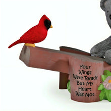 Load image into Gallery viewer, The Hamilton Collection Faithful Fuzzies Forever in My Heart Figurine Issue #4 &quot;Your Wings Were Ready&quot; Hand-Painted Bereavement Bear with Cardinal and Flowers Memorial Keepsake 3.5-inches - RCE Global Solutions
