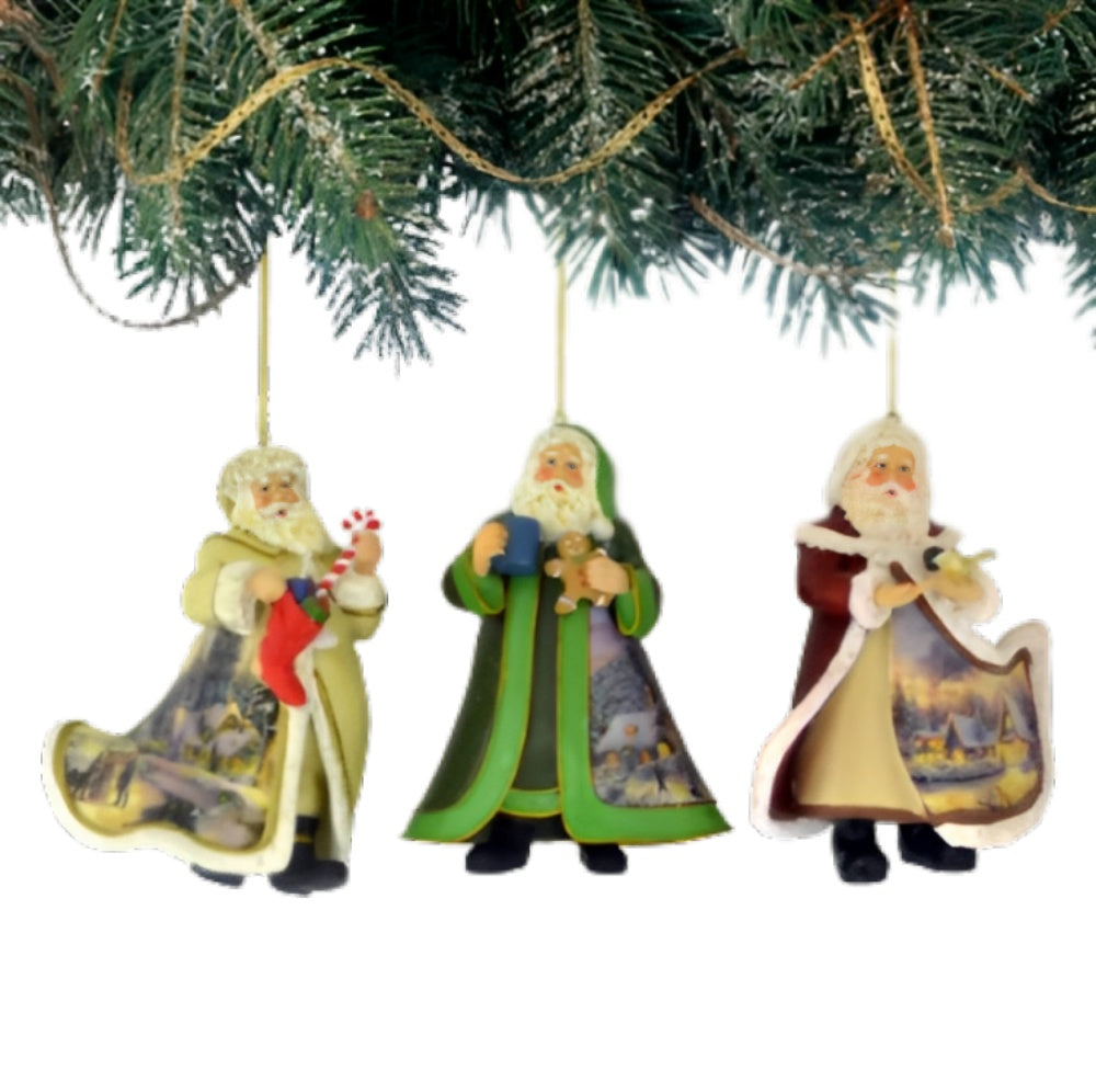 The Ashton-Drake Galleries Victorian Winter Scenes Santas Ornament Collection Issue #43 Painter of Light Artistry Christmas Decoration Set of 3 by Thomas Kinkade 12-inches - RCE Global Solutions