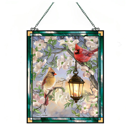 The Bradford Exchange Cardinals By Candlelight Splendid Songbirds Suncatcher Collection Issue #2 A Symphony of Colorful Elegance for Your Windows Stained Glass Artistry by Dona Gelsinger 7.5-inches - RCE Global Solutions