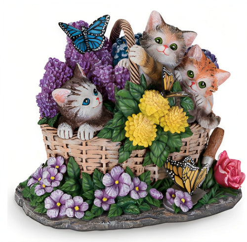 The Bradford Exchange Butterfly Playmates Seasons in the Garden Sculpture Collection Issue #5 Lifelike Kittens Hand Painted & Hand Crafted Sculpture by Kayomi Harai 7-inches - RCE Global Solutions