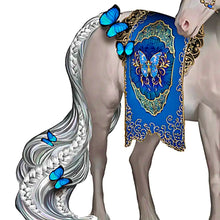 Load image into Gallery viewer, The Hamilton Collection Enchanting Wonders Figurine Collection Graceful Beauty Horse Handcrafted in Artists Resin with Sculpted Butterflies Metallic Accents and Tapestry Saddle Blanket by Nene Thomas 5-inches
