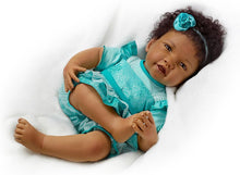 Load image into Gallery viewer, The Ashton-Drake Galleries So Truly Real African-American Baby Doll Destiny, Hold That Pose Technology, RealTouch Vinyl, Blue Romper - RCE Global Solutions
