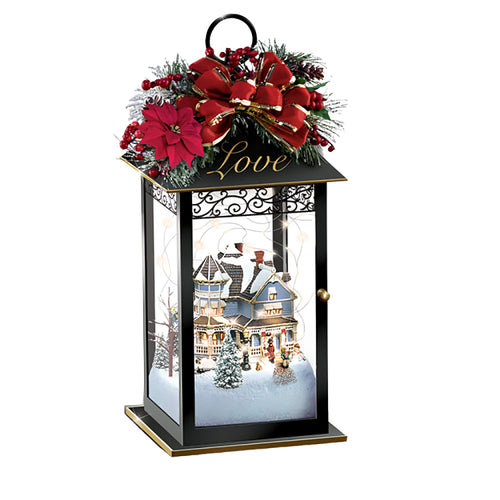 The Bradford Exchange Holiday Lanterns Love Sparkle Of The Season Table Centerpiece Collection Issue #1 Hand Crafted Illuminated Always in Bloom Poinsettia The Season Light Up Victorian Holiday Lanterns Christmas Decoration by Thomas Kinkade 8-inches