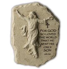 Load image into Gallery viewer, The Bradford Exchange Cornerstones of Faith Wall Decor Collection Issue #4: For God So Loved The World Religious Plaque with Biblical Inscription Ancient Stone Look Christian Wall Art 8.75-inches
