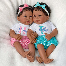 Load image into Gallery viewer, The Ashton - Drake Galleries Hope and Faith So Truly Real® Twin African American Black Baby Girl Doll Set Fully Poseable with Soft RealTouch® Vinyl Skin by Master Doll Artist Linda Murray 14&quot;-Inches

