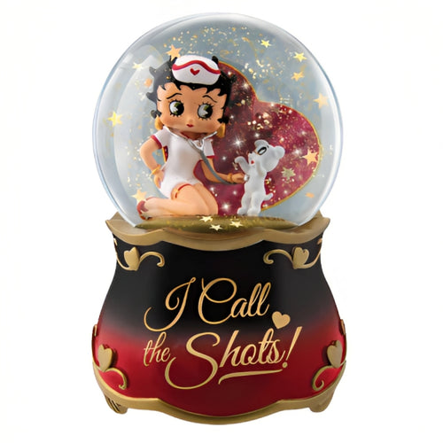 The Bradford Exchange I Call The Shots Betty Boop™ Illuminated Glitter Globe Collection Issue #3 Illuminate Your Space with Sassy Style Hand-Crafted with Shimmering Stars and Golden Accents 6-inches - RCE Global Solutions