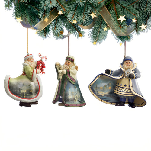 The Ashton-Drake Galleries Victorian Winter Scenes Santas Ornament Collection Issue #7 Painter of Light Artistry Christmas Decoration Set of 3 by Thomas Kinkade 12-inches - RCE Global Solutions