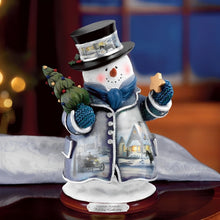 Load image into Gallery viewer, The Bradford Exchange Winter Wonderland Snowman Heirloom Classics Collection Issue #6 Holiday Gathering Christmas Decoration Figurine by Thomas Kinkade 7-inches
