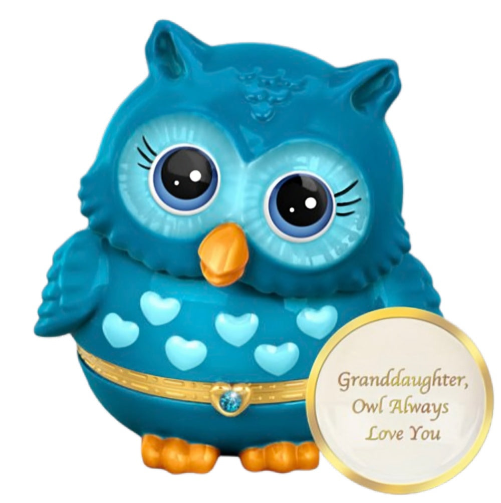 The Bradford Exchange Granddaughter, Owl Always Love You' Birthstone Music Box Collection Issue #13: December Heirloom Porcelain Music Box with 'You Are My Sunshine' Melody