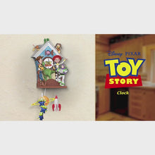 Load and play video in Gallery viewer, The Bradford Exchange Disney Pixar Toy Story Musical Wall Sculptural Cuckoo Clock With Handmade Painted Woody Buzz Jessie Rex Slinky Dog Hamm Figurines Plays Music On The Hour 19&quot;-Inches
