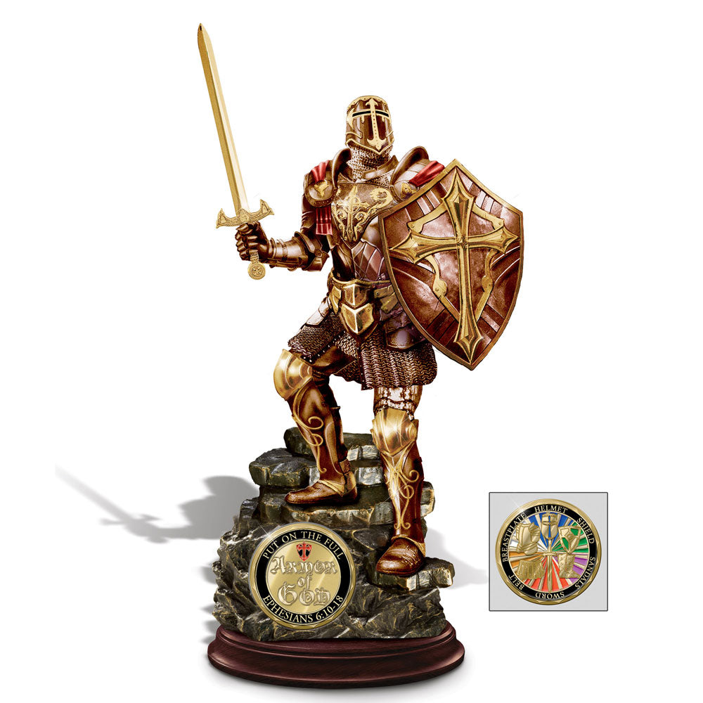 Bradford Exchange Armor of God Sculpture with Two-sided Challenge Coin - RCE Global Solutions