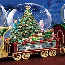 Load image into Gallery viewer, The Bradford Exchange Wonderland Express Miniature Snow Globe Collection: Deck The Halls Christmas Decoration by Thomas Kinkade Issue #2 - RCE Global Solutions
