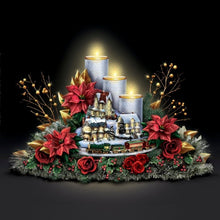 Load image into Gallery viewer, The Bradford Exchange Thomas Kinkade Always In Bloom - Lights Of The Holidays Musical Table Centerpiece Illuminated Village Sculpture, Flameless Candles And Moving Train - RCE Global Solutions
