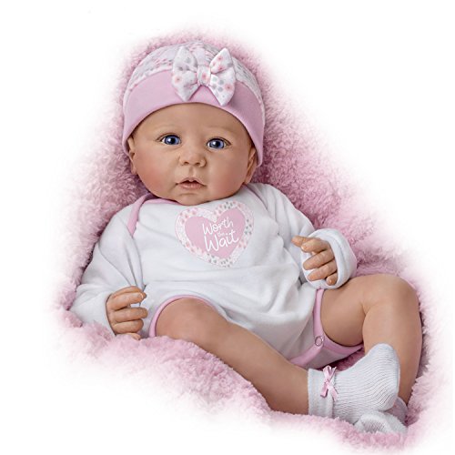 The Ashton-Drake Galleries Worth the Wait Realistic Newborn Baby Girl Doll Lifelike Weighted Poseable with Soft RealTouch® Vinyl Skin by Linda Murray 16-inches - RCE Global Solutions