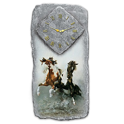 Chuck DeHaan Spirit Of The Wild Wall Clock With Horse Artwork by The Bradford Exchange - RCE Global Solutions