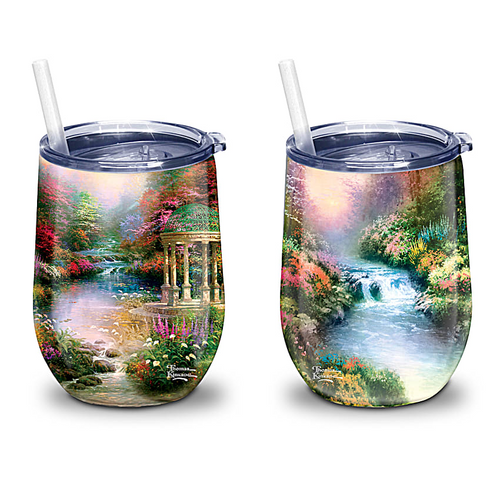The Bradford Exchange Thomas Kinkade Tumblers Tranquility Drinkware Collection 2pcs 12-oz.