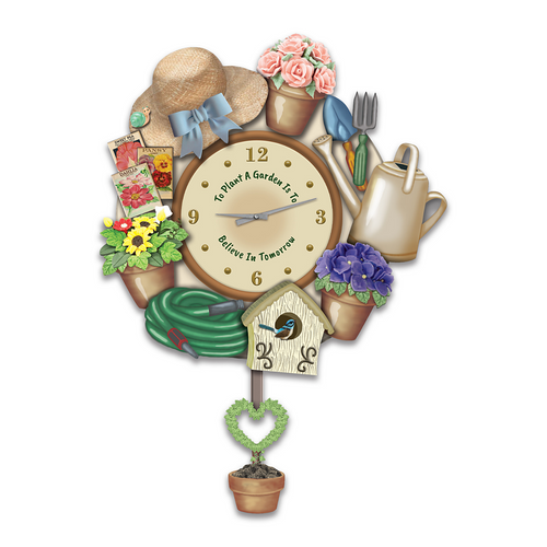 The Bradford Exchange Joy Of Gardening Sculptural Wall Clock