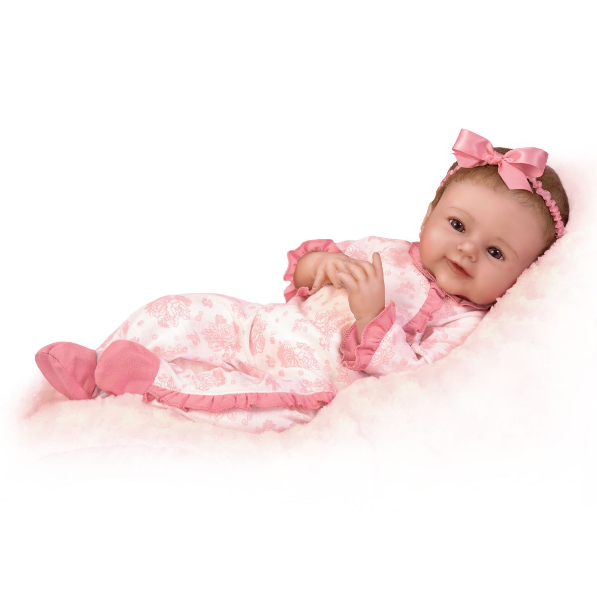 The Ashton Drake Galleries Megan Rose So Truly Real Lifelike Baby With RealTouch Vinyl Skin Poseable Weighted Doll by Sherry Rawn 18 inches RCE Global Solutions