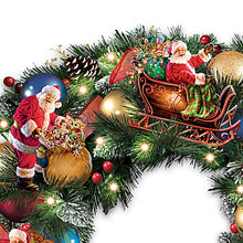 Load image into Gallery viewer, The Bradford Exchange Santa&#39;s Busy Season Illuminated Christmas Wreath by Dona Gelsinger 22-inches - RCE Global Solutions
